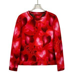 Valentino Womens LAmour Heart Print Red Sweatshirt
